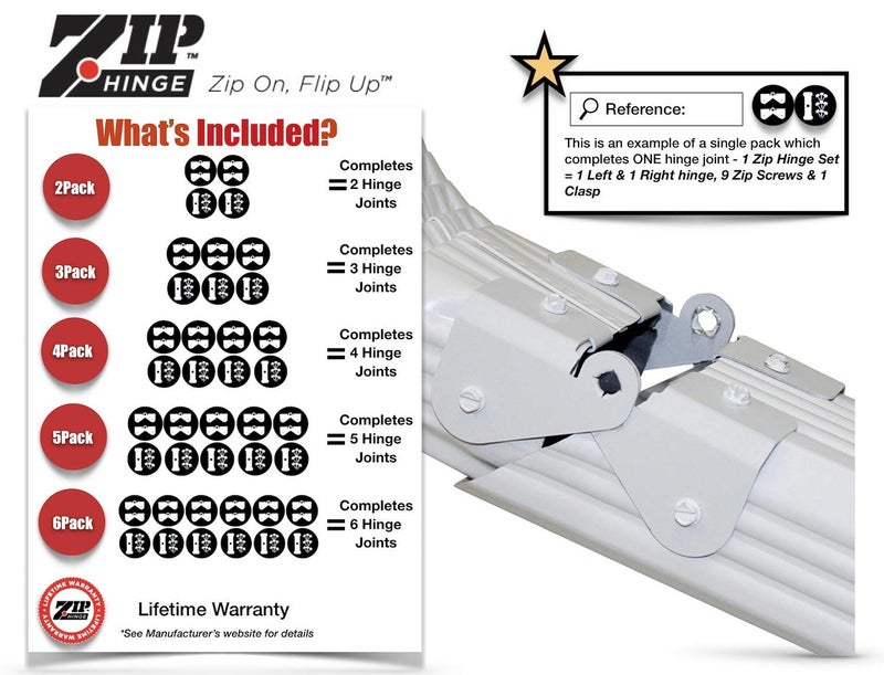 Zip Hinge - 5 Pack | 2-6 Pack Set Downspout Gutter Hinge - Fits 2x3, 3x4, 5 inch, 6 inch - Universal Fit - Made in The USA - Image 3